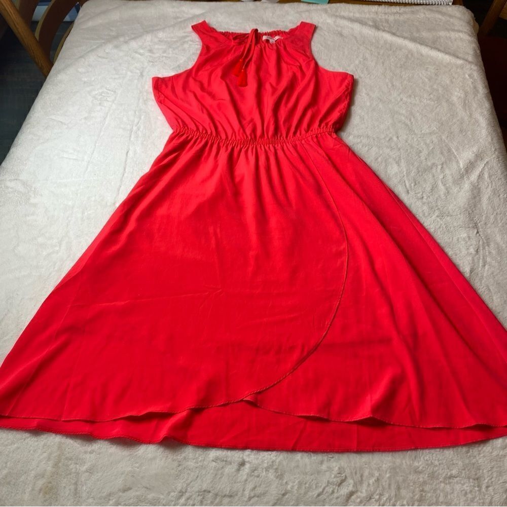 Athleta Martinique Sleeveless Neon Coral Keyhole Back Dress Size Medium